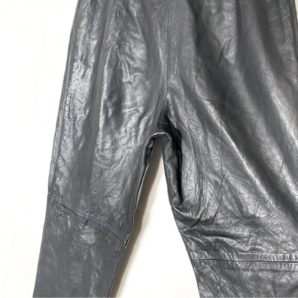 Vintage Jez Creations Montreal Black Leather High Rise Relaxed Leather Pants 8 - Picture 10 of 15
